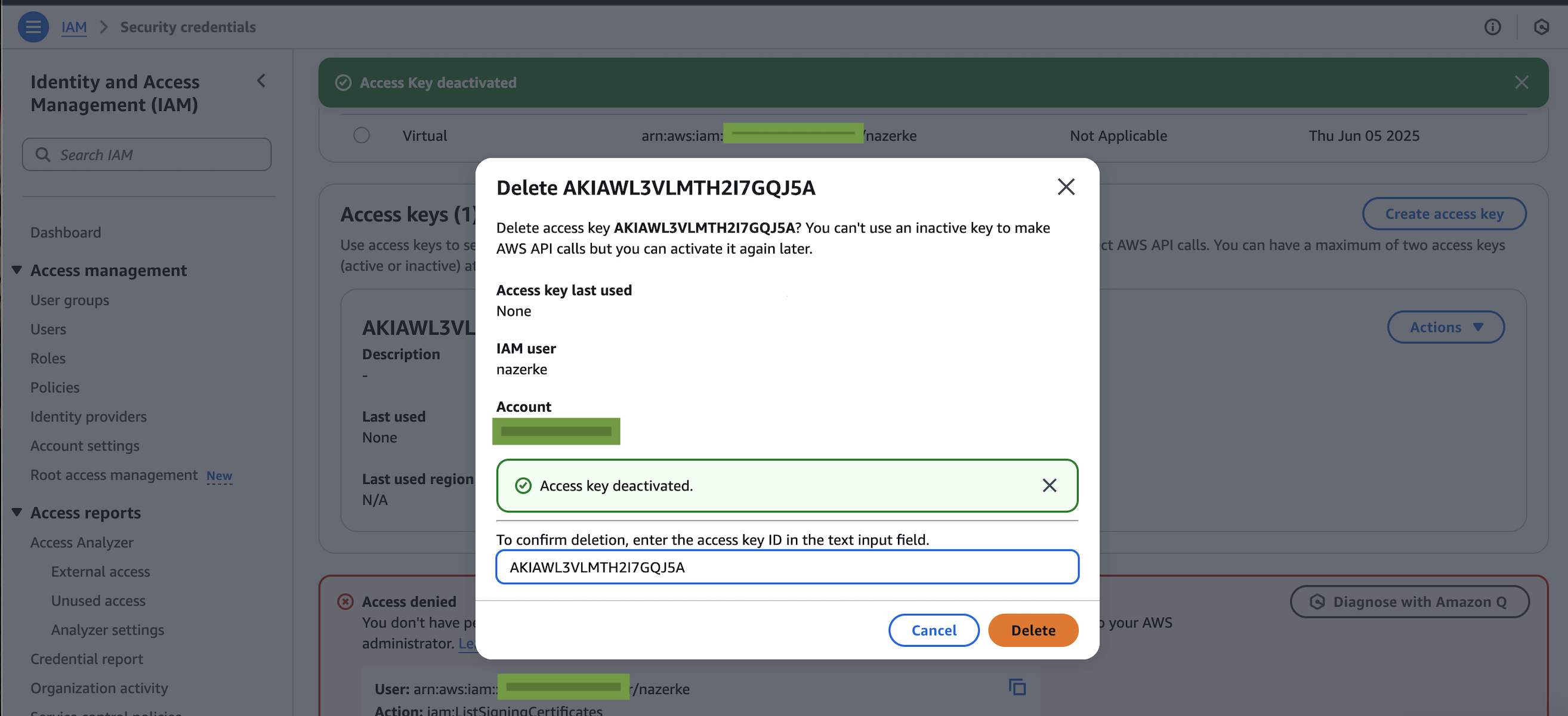 Delete Access Key