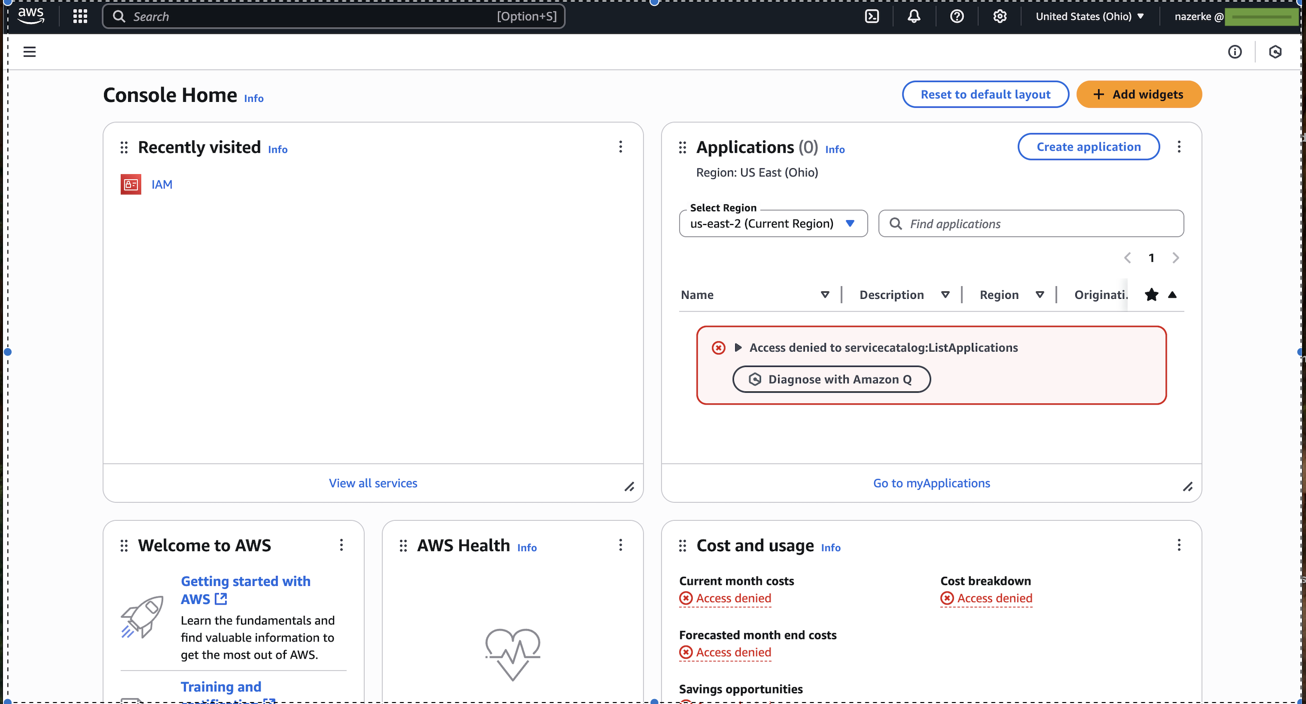 AWS Login Screen